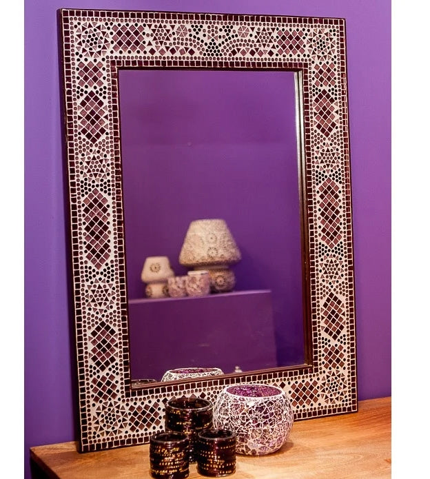 Miroir mosaïque oriental violet