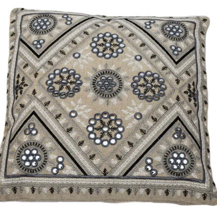 Coussins décoratifs orientaux brodés Miroir gris 50x50