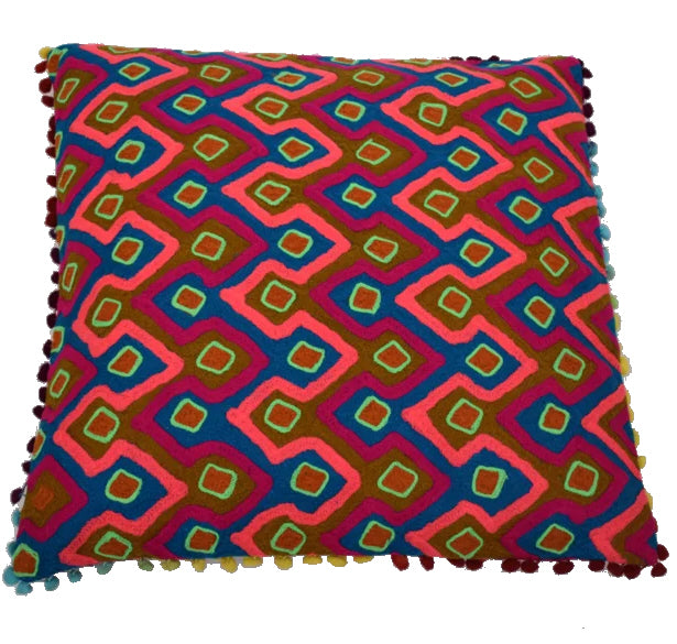 Oriental decorative cushion ZIG ZAG square