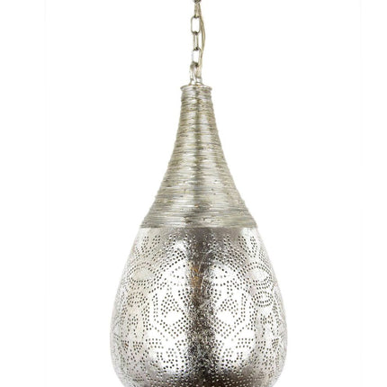 Suspension orientale en filigrane, design goutte et fil, argent vintage