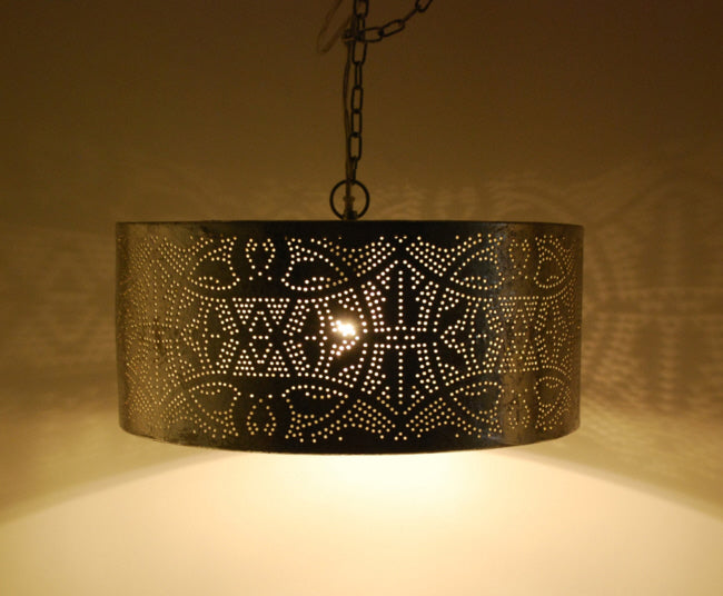 Oosterse hanglamp filigrain cilinder – bladzilver look, Ø 40 cm – foto 2