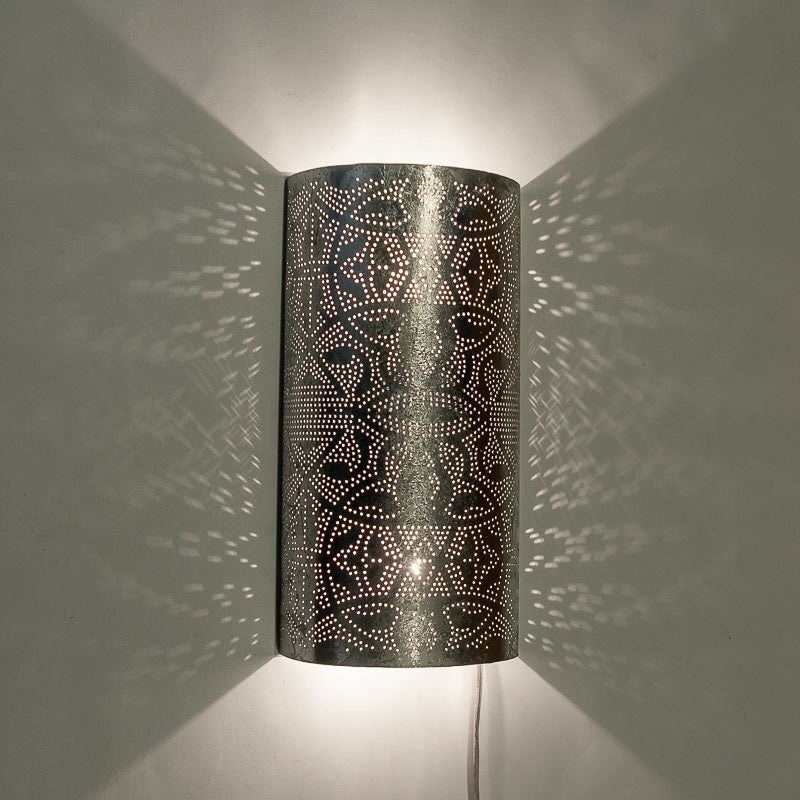 Oosterse filigrain wandlamp half cilinder zilver