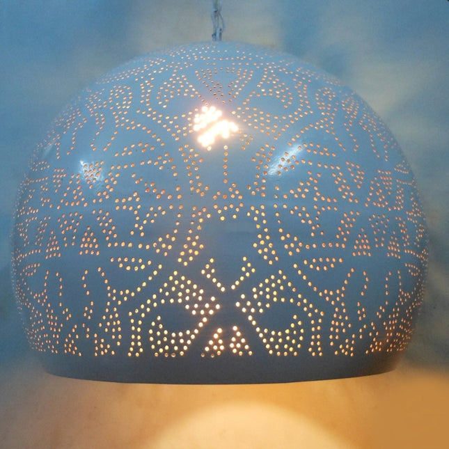 Suspension orientale style filigrane - ouverte - blanc/doré