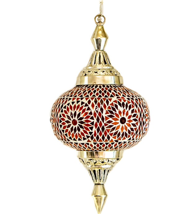 Pendant lamp pumpkin mosaic Turkish design red - orange