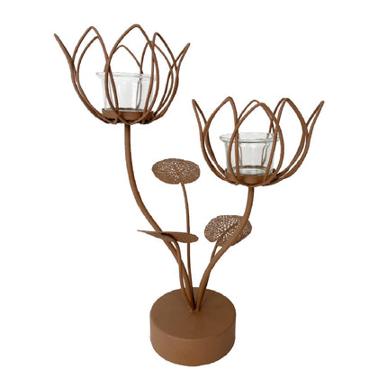 Chandelier Fleur Orientale en Métal - Bougeoir Chauffe-Plat