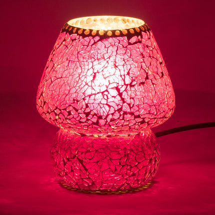 Lampe de table mosaïque orientale en verre craquelé - Violette