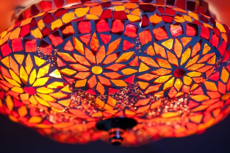 Oosterse mozaïek plafonnière Meloen beads Ø 24 cm
