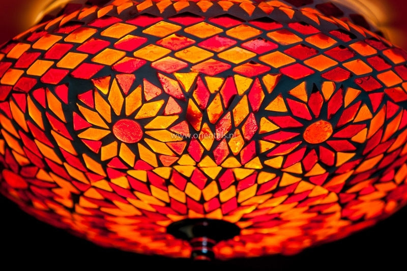 Oriental mosaic flush mount ceiling light red-orange Ø 24 cm