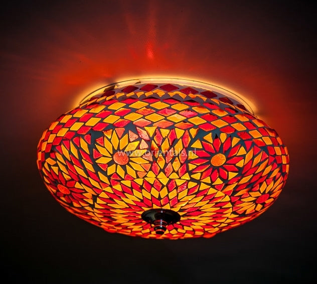 Oriental mosaic flush mount ceiling light red-orange Ø 24 cm