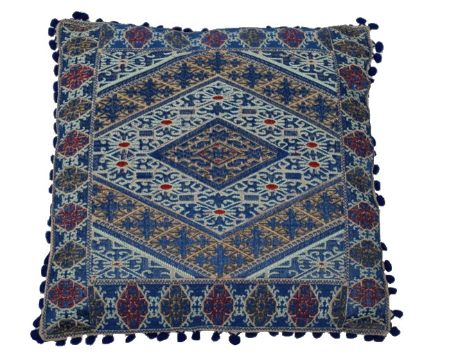 Vierkant Oosterse sierkussens embroidery blauw 50x50