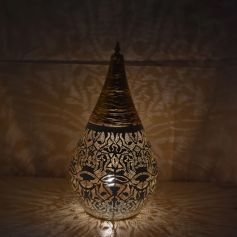 Oosterse tafellamp filigrain wit/goud