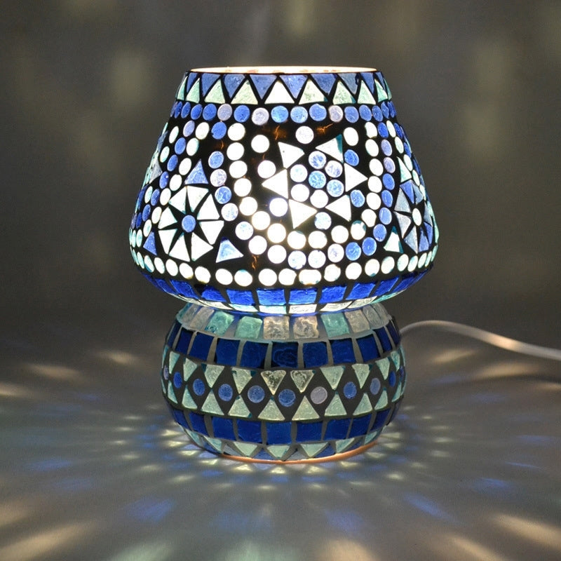 Orientalisches Mosaik-Tischlampe Pilz blau