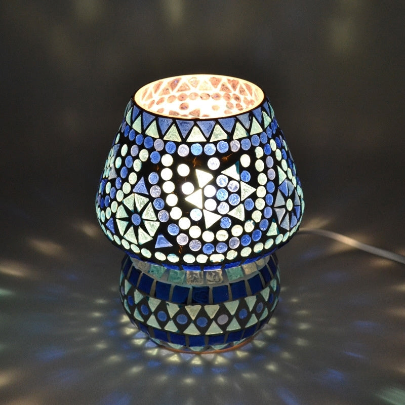 Orientalisches Mosaik-Tischlampe Pilz blau