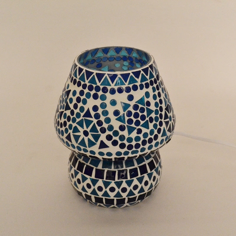 Orientalisches Mosaik-Tischlampe Pilz blau