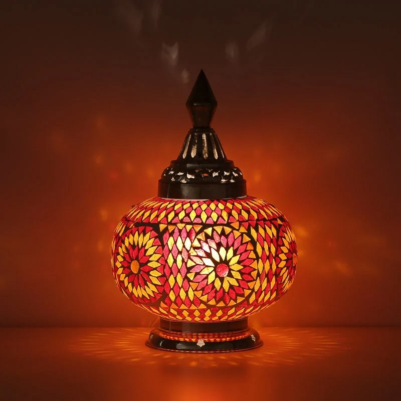 Oriental mosaic table lamp - pumpkin