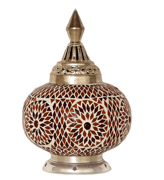 Oriental mosaic table lamp - pumpkin