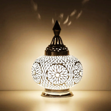 Lampe de table mosaïque orientale Ø23cm Citrouille noir et blanc