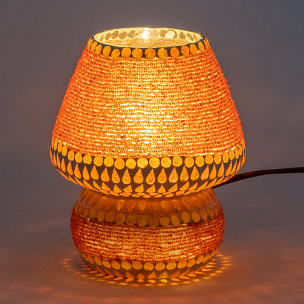 Lampe de table orientale mosaïque orange – perles – 23 cm
