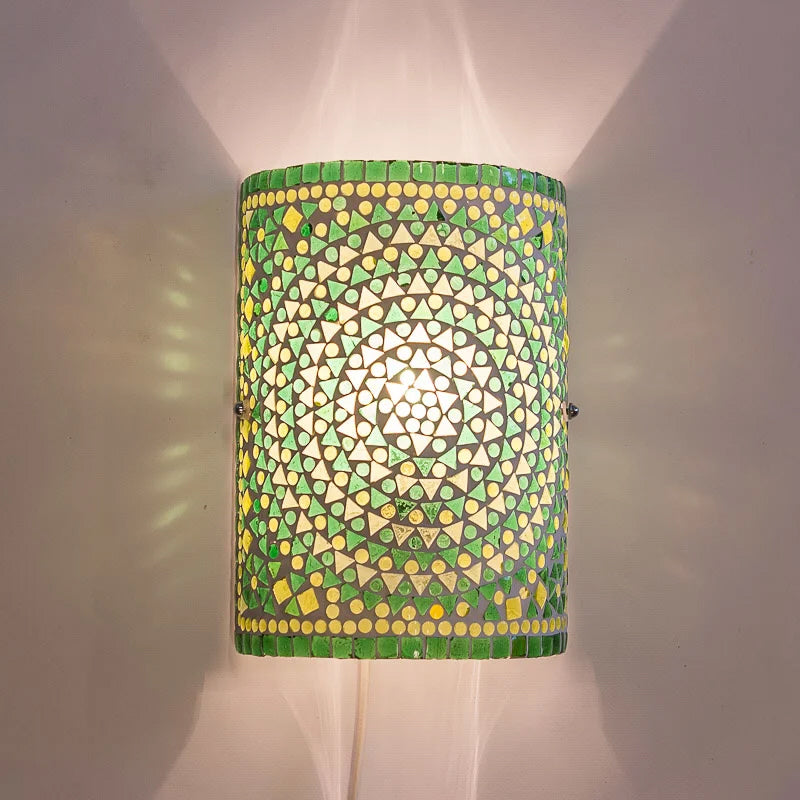 Orientalische Mosaik-Wandleuchte Zylinder - grün