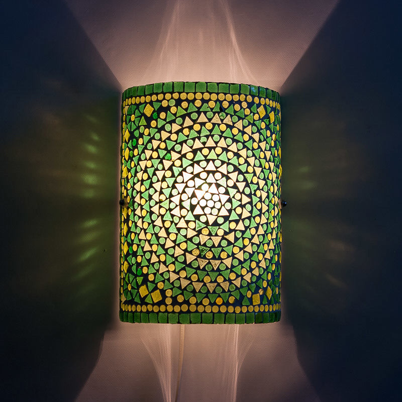 Orientalische Mosaik-Wandleuchte Zylinder - grün