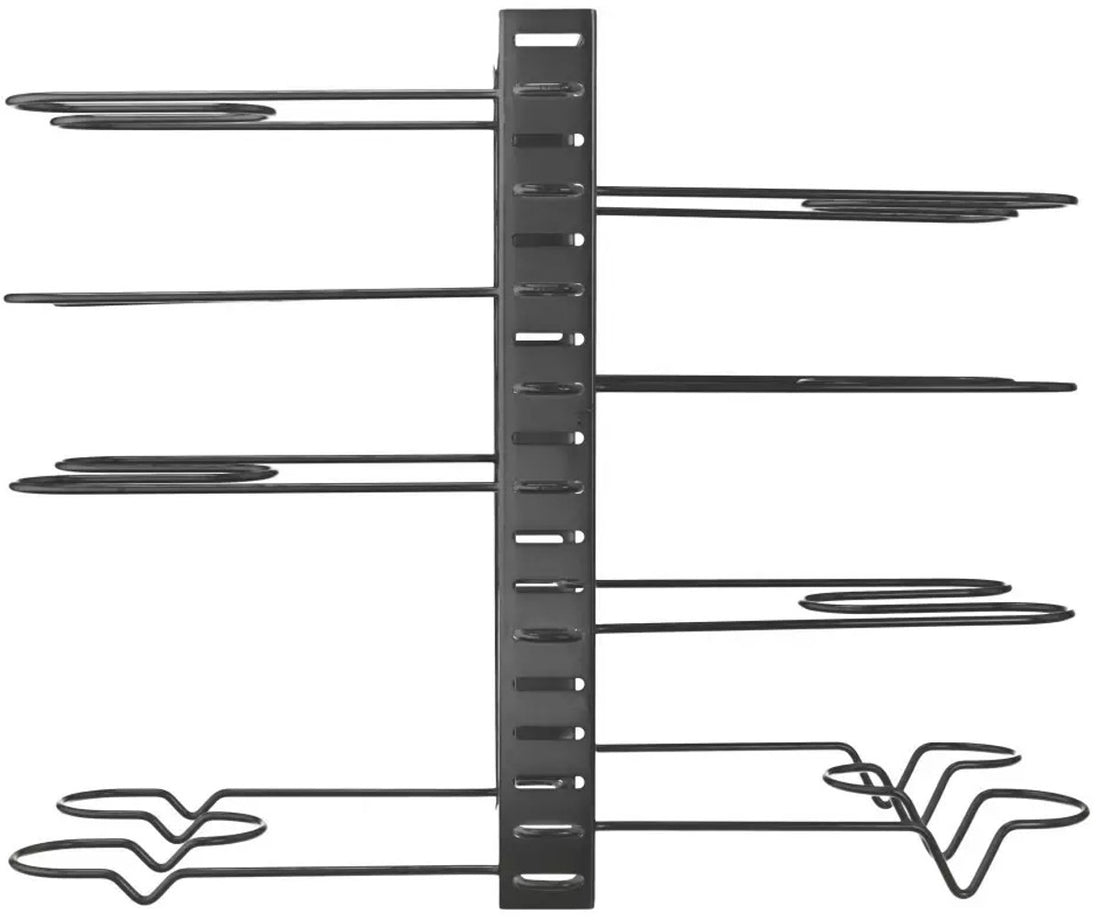 Pfannenorganizer - 8 Fächer - Schwarz - 47 x 20,5 x 38 cm - Aufbewahrungsregal für Pfannen, Töpfe und Deckel
