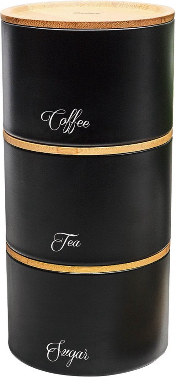 Opbergblikken - thee, suiker en koffie - zwart