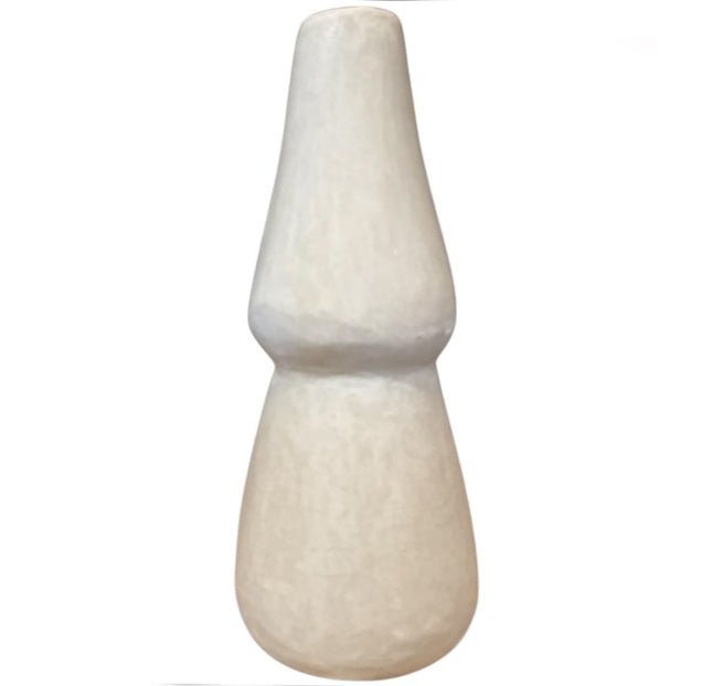 Handgemaakte keramieken vaas 30 cm – mat wit/crèmekleurig design
