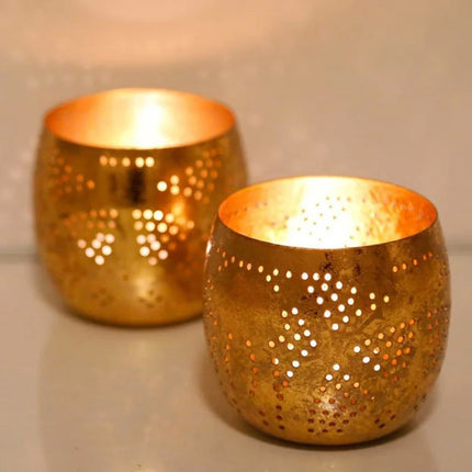 Photophore oriental sphérique - filigrane or vintage