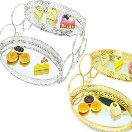 Étagère miroir plateau ovale 2 niveaux