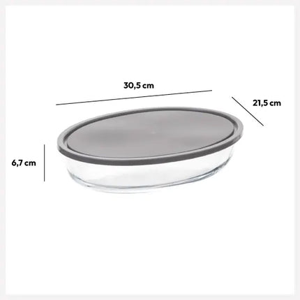 5Five Plat à four avec couvercle - verre borosilicate - ovale - 2.4 Litres - 32 x 21 x 6,7 cm