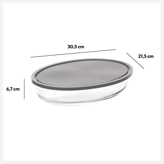 5Five Ovenschaal met deksel - borosilicaat glas - ovaal - 2. 4 Liter - 32 x 21 x 6, 7 cm
