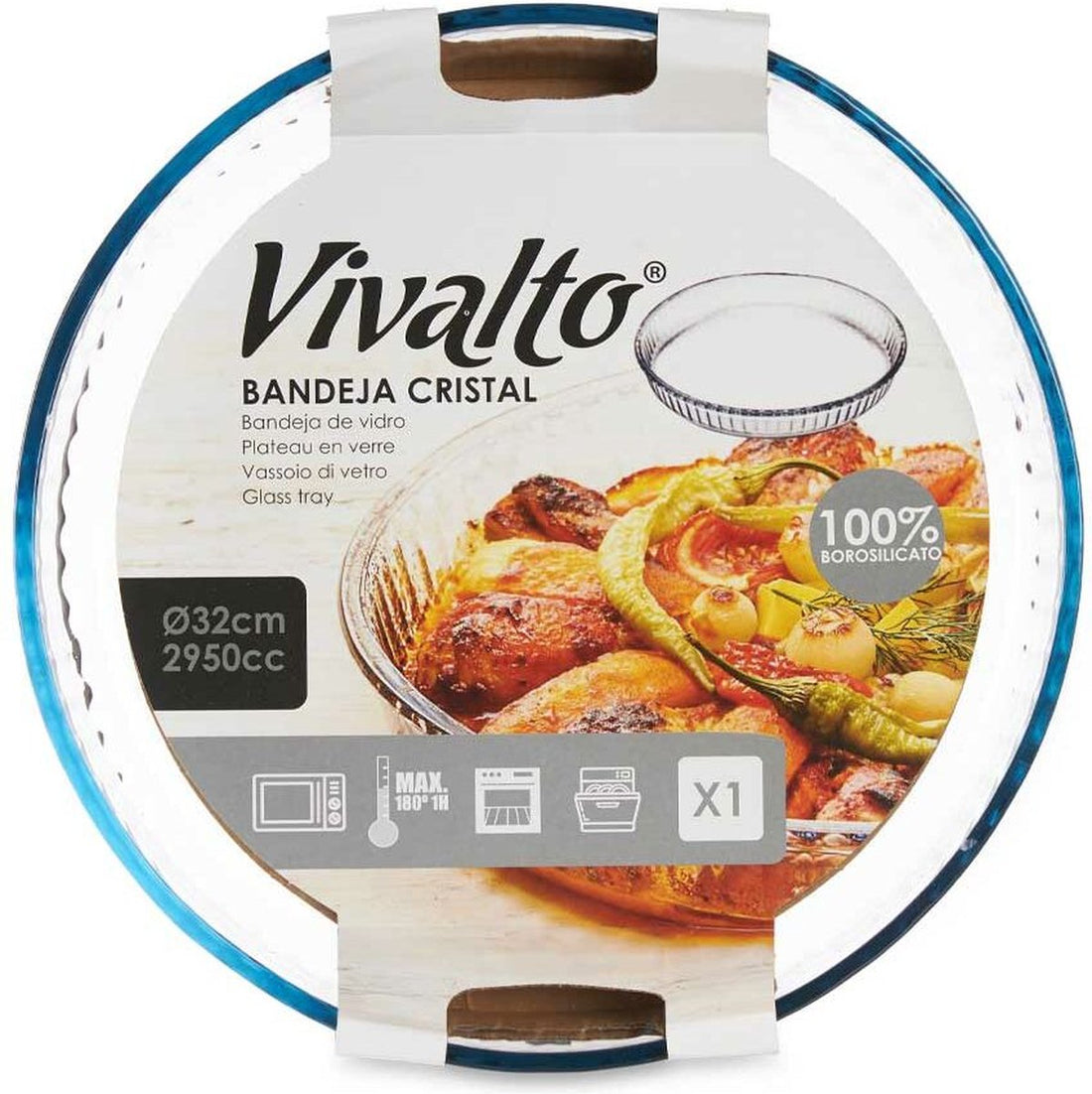 Optica Oven Dish 25.5 x 4.5 x 25.5 cm Transparent Borosilicate Glass
