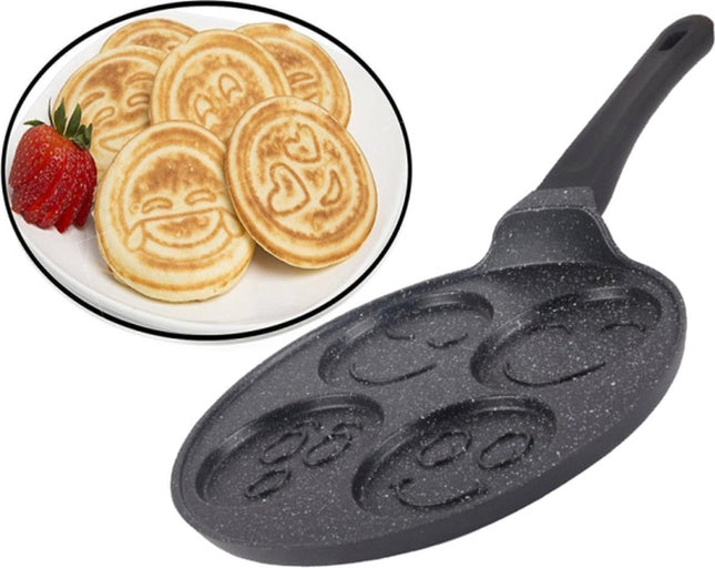 Crêpière - Crêpière 4 tasses smiley en marbre antiadhésive