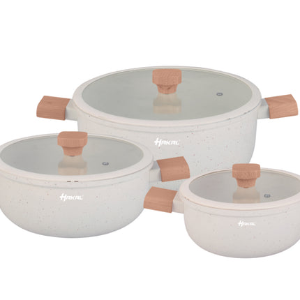 Batterie de cuisine 13 pièces - Granit, revêtement antiadhésif - Poignées froides ergonomiques - Toutes sources de chaleur - Ensemble d'ustensiles de cuisine avec rôtissoire, marmite, casserole