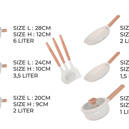 Batterie de cuisine 13 pièces - Granit, revêtement antiadhésif - Poignées froides ergonomiques - Toutes sources de chaleur - Ensemble d'ustensiles de cuisine avec rôtissoire, marmite, casserole