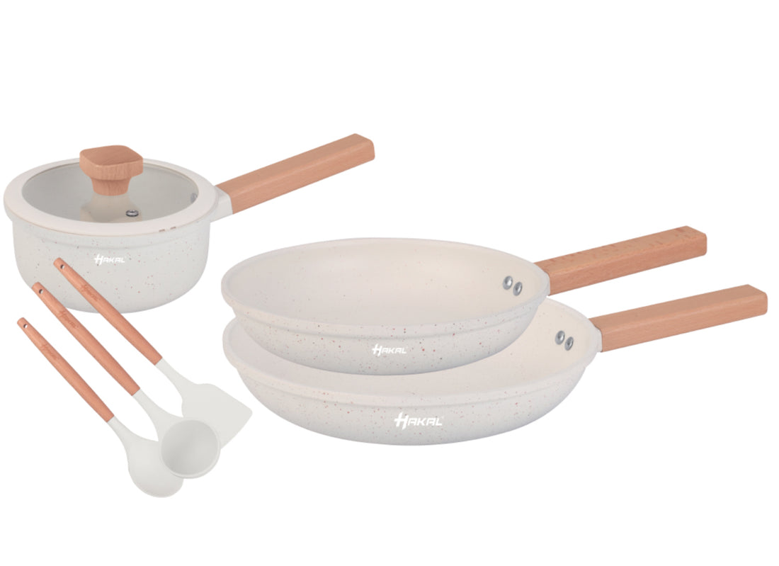13-teiliges Topfset – Granit, Antihaftbeschichtung – Ergonomische Kaltgriffe – Alle Herdarten – Kochgeschirr-Set mit Bratpfanne, Suppentopf, Stielkasserolle