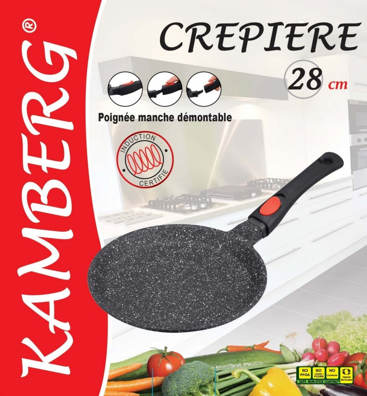 Pfannkuchenpfanne - 28 cm - Aluminiumguss - Marmorbeschichtung - PFAS-frei - KAMBERG®