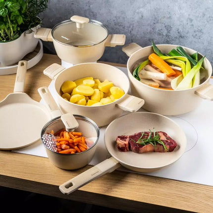 Batterie de Cuisine 12 Pièces avec Revêtement en Marbre - Compatible Induction, Gaz et Toutes Sources de Chaleur - KLAUSBERG