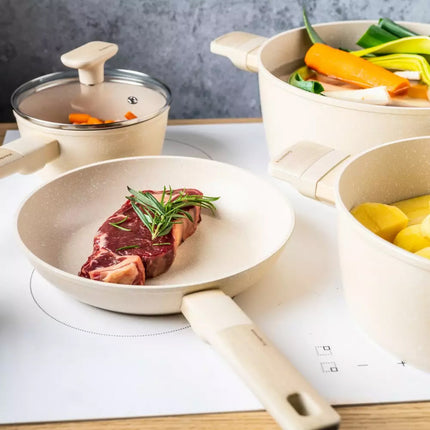 Batterie de Cuisine 12 Pièces avec Revêtement en Marbre - Compatible Induction, Gaz et Toutes Sources de Chaleur - KLAUSBERG