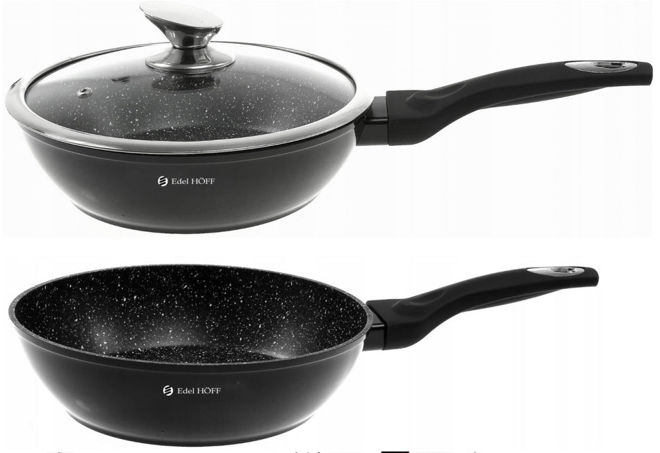 Pannenset - Kookpan - Inductie - 15 delig marmeren coating - Zwart