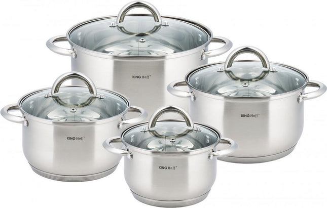 Set de casseroles - 8 pièces - Inox - Tous feux