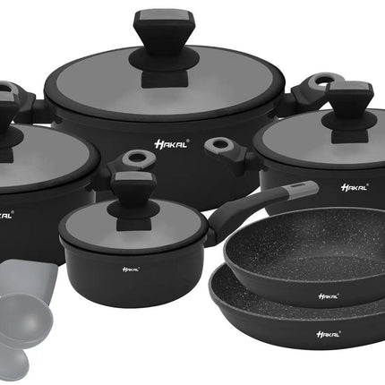 Batterie de cuisine 13 pièces induction - Revêtement antiadhésif spécial - Poignées froides ergonomiques