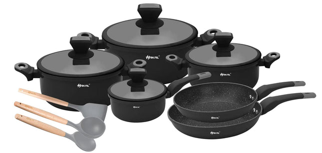 Batterie de cuisine 13 pièces induction - Revêtement antiadhésif spécial - Poignées froides ergonomiques