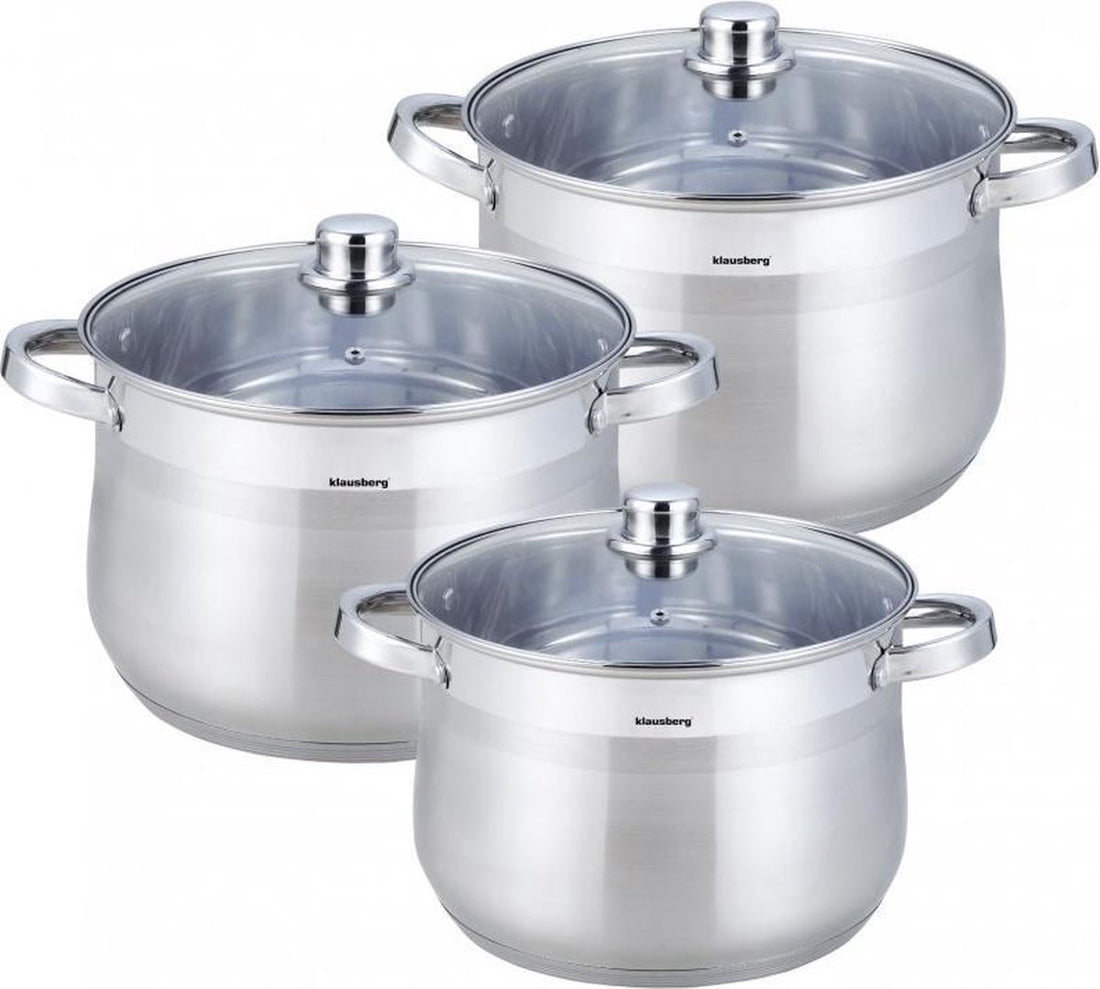 Pannenset - 3 delig - 7 - 8. 6 - 10. 7 liter