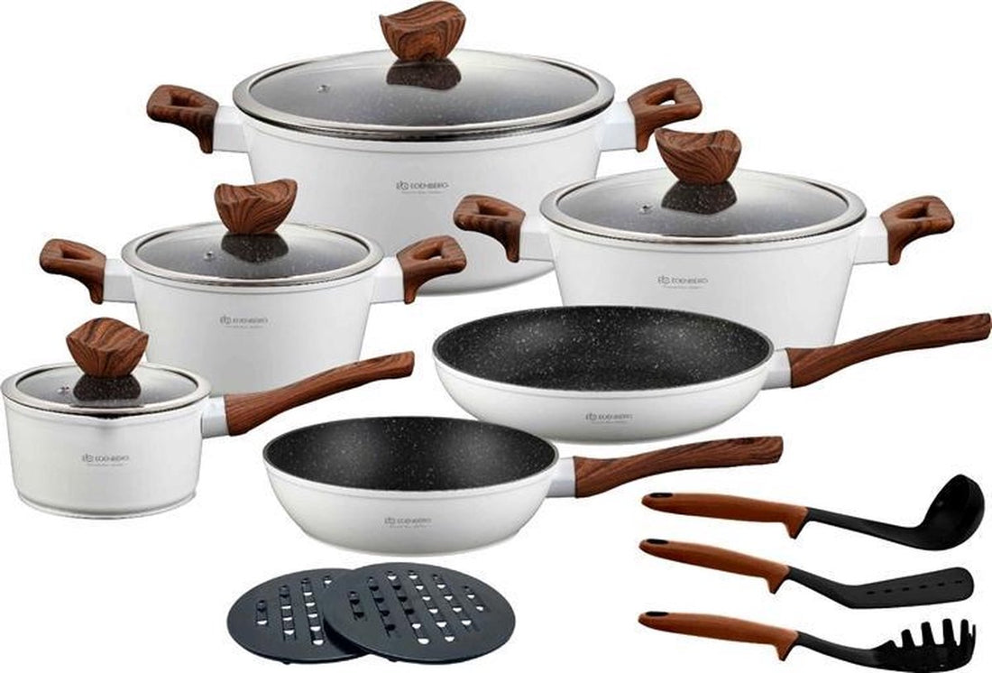 Edënbërg White Line - 15-piece Luxury Forged Aluminum Cookware Set