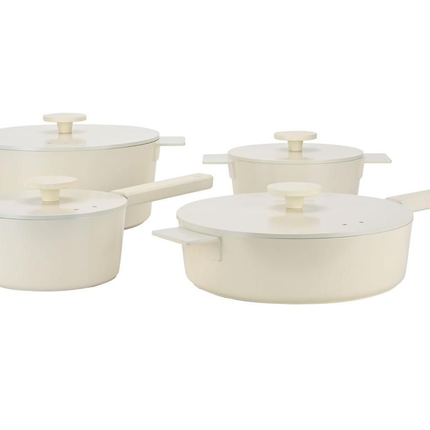 Batterie de cuisine moderne – 4 pièces + ustensiles de cuisine 3 pièces | Ustensiles de cuisson robustes et durables en fonte d'aluminium