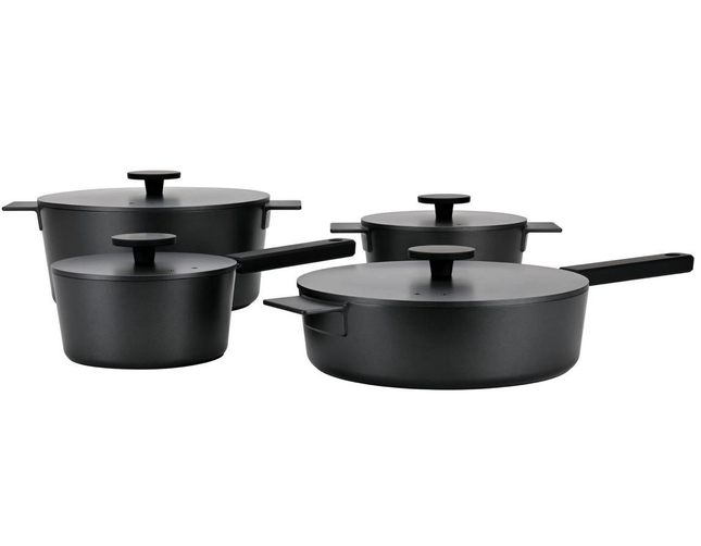 Batterie de cuisine moderne – 4 pièces + ustensiles de cuisine 3 pièces | Ustensiles de cuisson robustes et durables en fonte d'aluminium