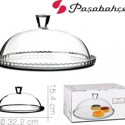 Pasabahce Plateau à gâteau - avec cloche - verre - 32 cm