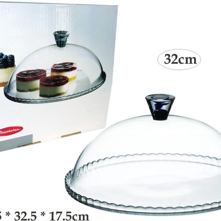 Pasabahce Plateau à gâteau - avec cloche - verre - 32 cm
