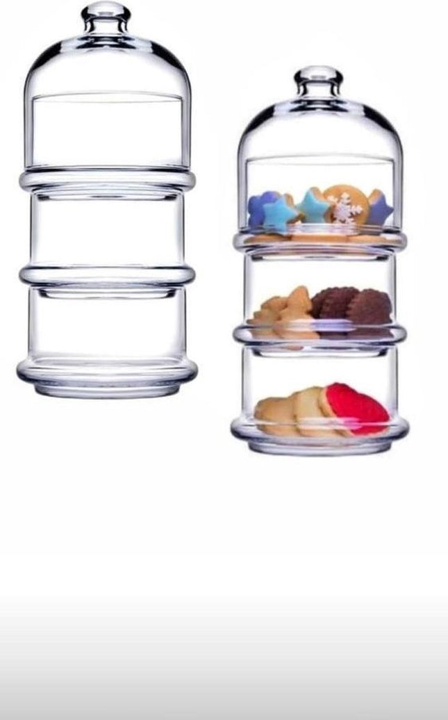 Pasabahce Villa Patisserie – Pot de Rangement en Verre Mini – 3 étages
